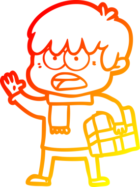 Bir insan tarafından çizilmiş endişeli bir çizgi film çocuğu çizimi.