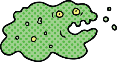 Bir insan tarafından çizilmiş çizgi roman tarzı bir mikrop.