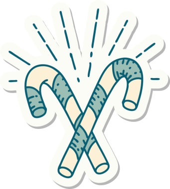 Bir insan tarafından çizilmiş dövme stili baston şekerler.