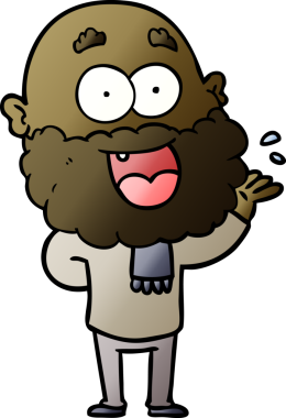 Çizgi film delisi, sakallı mutlu adam bir insan tarafından çizilmiş.