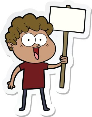 Bir insan tarafından çizilmiş mutlu bir adamın çıkartması.