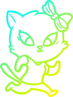 Bir insan tarafından çizilen çizgi film kedisinin soğuk gradyan çizgisi.