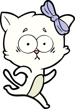 Bir insan tarafından çizilmiş çizgi film kedisi.