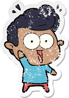 Bir insan tarafından çizilmiş, kederli bir çizgi film çıkartması.