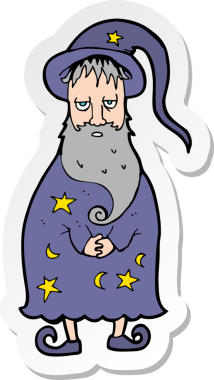 Bir insan tarafından çizilmiş bir çizgi film sihirbazının çıkartması