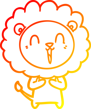 Bir insan tarafından çizilmiş gülen aslan karikatürü.