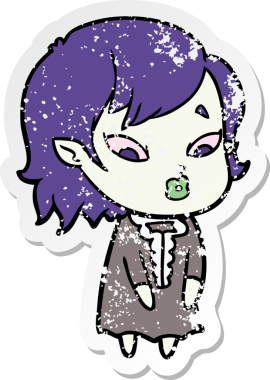 Bir insan tarafından çizilmiş şirin bir vampir kızın sıkıntılı çıkartması.