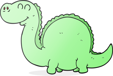 Bir insan tarafından çizilmiş serbest çizim karikatür dinozor.