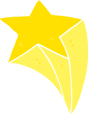 Bir insan tarafından çizilmiş düz renkli çizgi film yıldızı