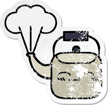 Bir insan tarafından çizilmiş dumanı tüten tatlı bir karikatür çıkartması.