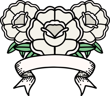 Bir insan tarafından çizilmiş bir buket çiçekli geleneksel dövme.