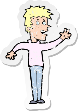 Bir insan tarafından çizilen mutlu çocuk çizgi filminin gerilimli yapıştırması.