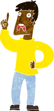 Bir insan tarafından çizilmiş bir şikayeti olan karikatür adamı.