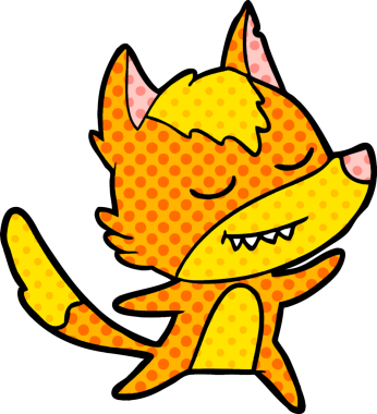 Bir insan tarafından çizilmiş tilki çizgi film karakteri