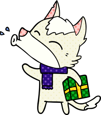 Uluyan kurt bir insan tarafından çizilmiş Noel hediyesiyle