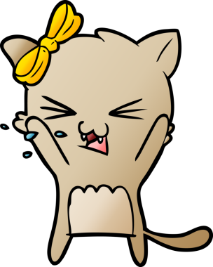 Bir insan tarafından çizilmiş çizgi film kedisi.