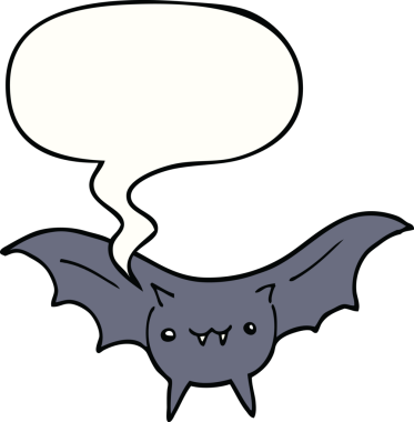 Bir insan tarafından çizilmiş konuşma balonlu bir yarasa.