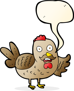 Bir insan tarafından çizilmiş konuşma baloncuğu olan yaşlı horoz çizgi filmi.