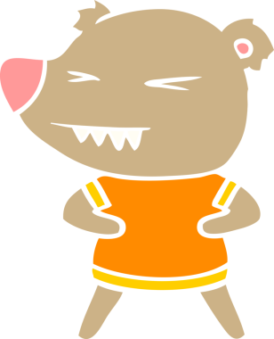 kızgın ayı düz renkli karikatür bir insan tarafından çizilmiş t-shirt