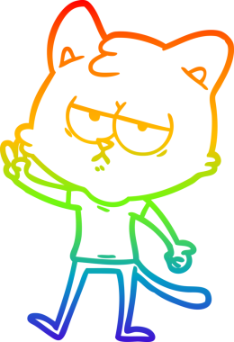 gökkuşağı gradyan çizimi bir insan tarafından çizilmiş sıkılmış çizgi film kedisi