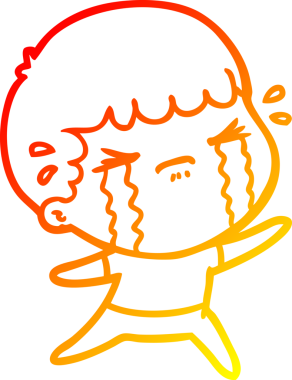 Bir insan tarafından çizilmiş ağlayan bir çizgi film karakteri çizimi.