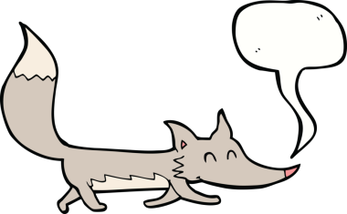 Bir insan tarafından çizilmiş konuşma balonu olan küçük bir kurt.