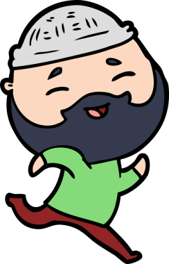 Bir insan tarafından çizilmiş mutlu sakallı bir adam.