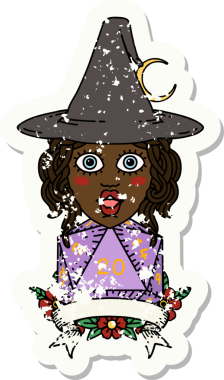 Retro Dövme Tarzı İnsan Cadı Doğal 20 zar atışıyla Bir insan tarafından çizilmiş