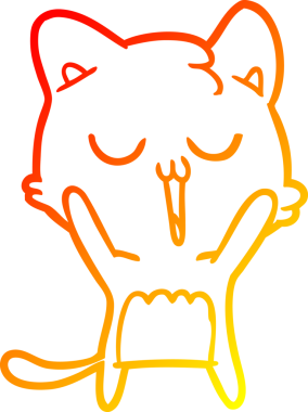 Bir insan tarafından çizilmiş çizgi film kedisinin sıcak çizgi çizimi