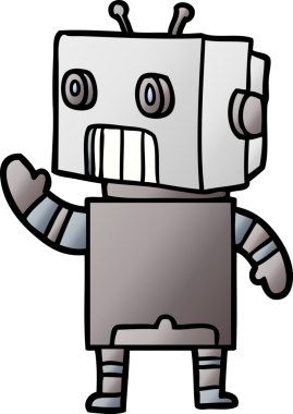 Bir insan tarafından çizilmiş çizgi film robotu