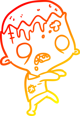 Bir insan tarafından çizilmiş şirin bir zombi çizgi filminin sıcak çizgi çizimi