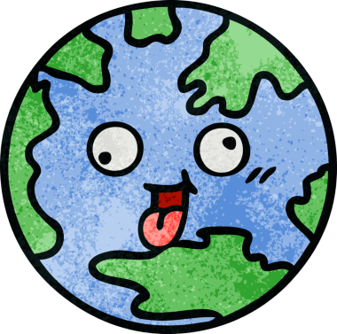 Bir insan tarafından çizilmiş bir gezegenin retro grunge doku karikatürü.