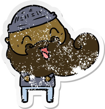 Bir insan tarafından çizilmiş mutlu sakallı bir adamın sıkıntılı çıkartması.