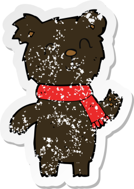 Bir insan tarafından çizilmiş şirin bir siyah ayı yavrusunun gerilmiş çıkartması.