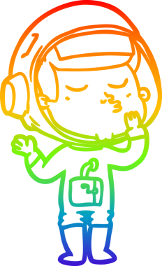 gökkuşağı gradyan çizimi bir çizgi insan tarafından çizilmiş kendinden emin astronot