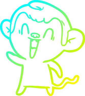 Bir insan tarafından çizilmiş gülen maymun çizgi çizimi.