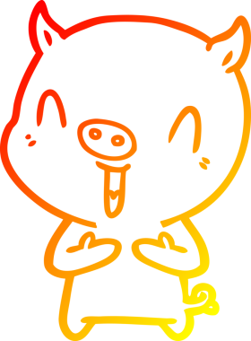 Bir insan tarafından çizilmiş mutlu çizgi film domuzu çizimi.