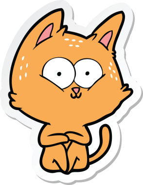 Bir insan tarafından çizilmiş çizgi film kedisinin çıkartması.