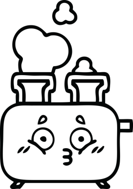 Bir insan tarafından çizilmiş bir tost makinesinin çizgi çizimi