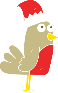 Bir insan tarafından çizilmiş noel ardıçkuşunun düz renk çizimi