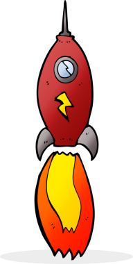 bir insan tarafından çizilmiş çizgi film roketi