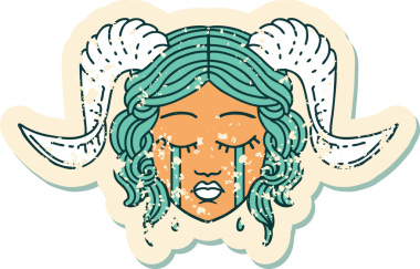 Bir insan tarafından çizilmiş ağlayan, bağlayan karakter yüzünün grunge çıkartması.