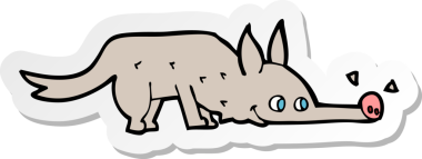 Bir insan tarafından çizilmiş karikatür köpeğinin çıkartması.