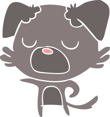 Bir insan tarafından çizilmiş düz renkli çizgi film köpeği.