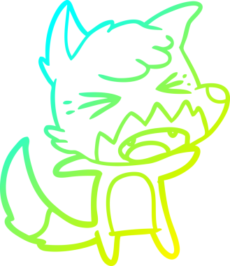 Bir insan tarafından çizilmiş kızgın bir tilkinin soğuk çizgi çizimi.