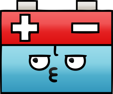 Bir insan tarafından çizilmiş bir araba aküsünün gölgelenmiş karikatürü