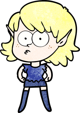 Bir insan tarafından çizilmiş çizgi film elf kızı.