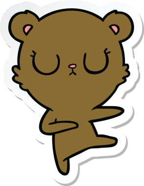 Bir insan tarafından çizilmiş barışçıl bir ayı yavrusunun çıkartması.