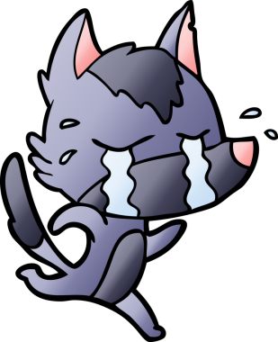 Bir insan tarafından çizilmiş ağlayan kurt çizgi filmi.