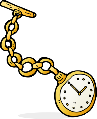 Bir insan tarafından çizilmiş eski bir cep saati.